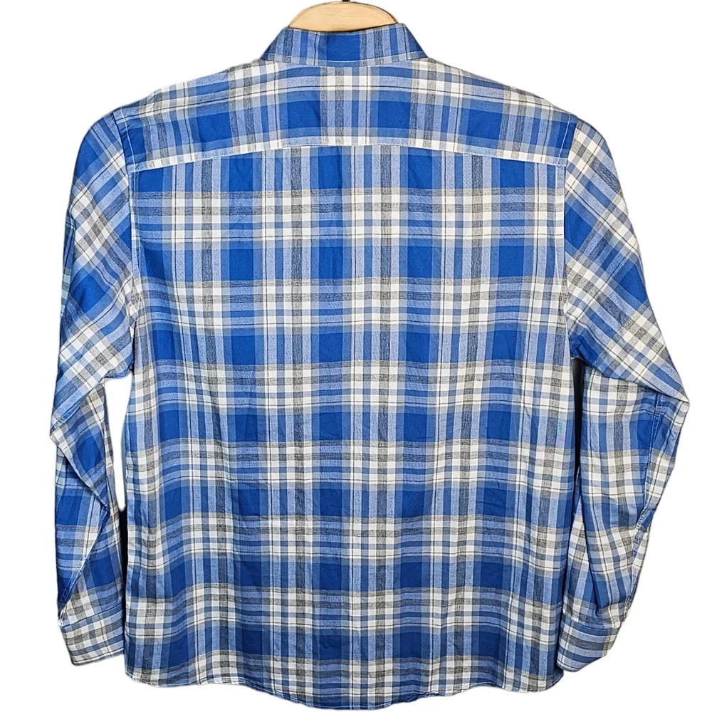UNTUCKit Blue and White Plaid Casual Button-Down Shirt - Picture 6 of 14